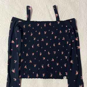Off the shoulder navy long-sleeve